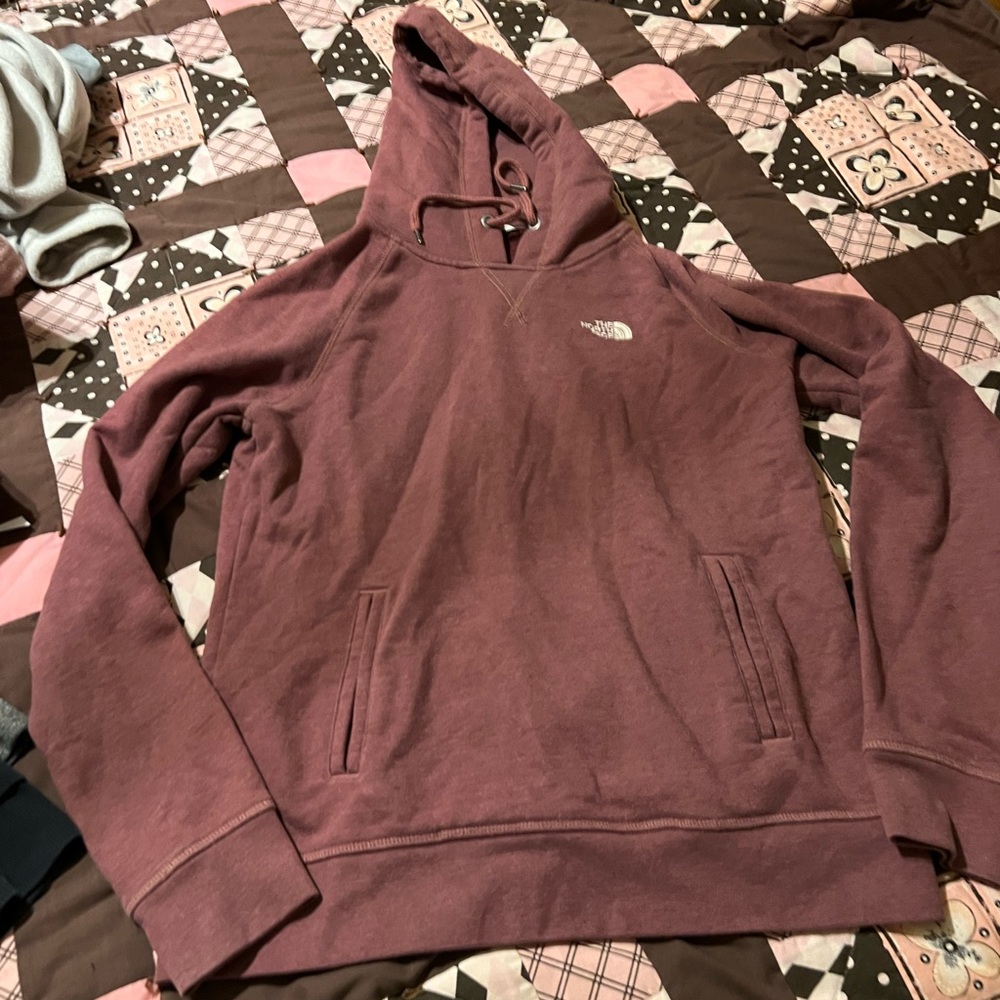 Pink North Face hooded sweatshirt
